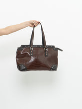 Load image into Gallery viewer, Vintage x NINE WEST Brown Faux Leather Croc Purse