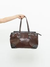 Load image into Gallery viewer, Vintage x NINE WEST Brown Faux Leather Croc Purse