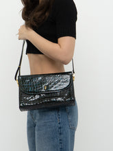Load image into Gallery viewer, Vintage x Black, Teal Shiny Croc Leather Purse