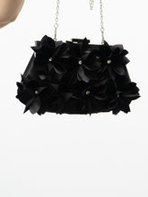 Load image into Gallery viewer, Vintage x Black 3D Flower Rhinestone Purse