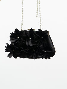 Vintage x Black 3D Flower Rhinestone Purse