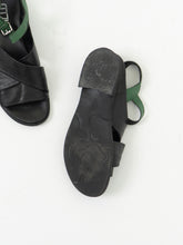 Load image into Gallery viewer, MJUS x Black, Green Leather Sandals (9, 9.5W)