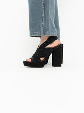 Load image into Gallery viewer, Modern x HALSTON x Black Suede Studded Platform Heels (9, 9.5)