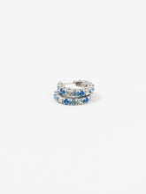 Load image into Gallery viewer, Vintage x Silver,Blue Rhinestone Mini Hoops