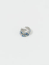 Load image into Gallery viewer, Vintage x Silver,Blue Rhinestone Mini Hoops