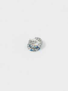 Vintage x Silver,Blue Rhinestone Mini Hoops