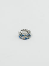 Load image into Gallery viewer, Vintage x Silver,Blue Rhinestone Mini Hoops