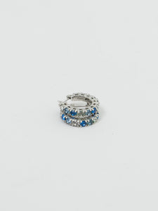 Vintage x Silver,Blue Rhinestone Mini Hoops