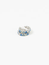 Load image into Gallery viewer, Vintage x Silver,Blue Rhinestone Mini Hoops