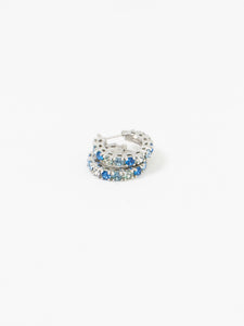 Vintage x Silver,Blue Rhinestone Mini Hoops