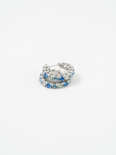 Load image into Gallery viewer, Vintage x Silver,Blue Rhinestone Mini Hoops