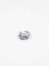 Load image into Gallery viewer, Vintage x Silver,Blue Rhinestone Mini Hoops