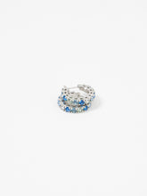 Load image into Gallery viewer, Vintage x Silver,Blue Rhinestone Mini Hoops