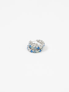 Vintage x Silver,Blue Rhinestone Mini Hoops