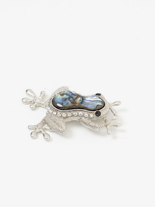 Vintage x Silver, Pearlescent Rhinestone Frog Charm
