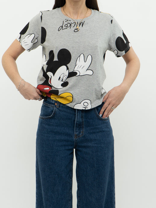 MICKEY MOUSE x Grey AOP Soft Baby Tee (XS, S)