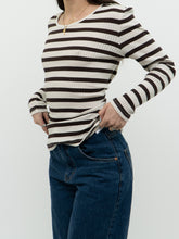 Load image into Gallery viewer, Modern x Brown Cream Ribbed Striped Long Sleeve (M)