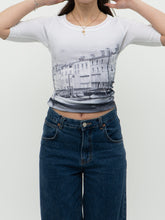 Load image into Gallery viewer, Vintage x Made in Hungary x Cityscape Ribbed White Short Sleeve (XS, S)