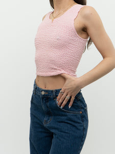 Vintage x Baby Pink Stretchy Cropped Tank (XS, S)
