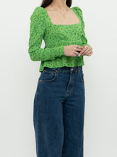 Load image into Gallery viewer, Modern x AFMR Green Floral Cropped Blouse (XS, S)