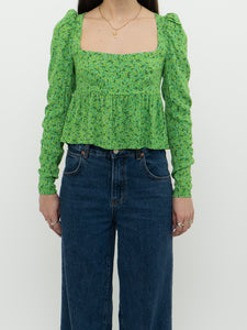 Modern x AFMR Green Floral Cropped Blouse (XS, S)