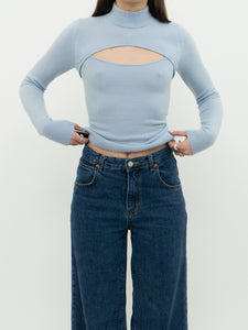 Vintage x INTERMIX Baby Blue Cashmere Cutout Sweater (XS, S)