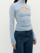 Load image into Gallery viewer, Vintage x INTERMIX Baby Blue Cashmere Cutout Sweater (XS, S)