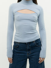 Load image into Gallery viewer, Vintage x INTERMIX Baby Blue Cashmere Cutout Sweater (XS, S)