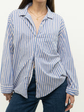 Load image into Gallery viewer, Modern x UNIQLO Cotton-Blend Blue Striped Buttonup (XS-L)