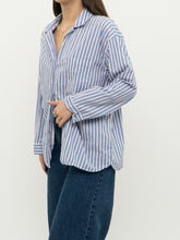 Load image into Gallery viewer, Modern x UNIQLO Cotton-Blend Blue Striped Buttonup (XS-L)