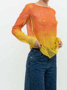 Vintage x Made in Italy x Orange, Yellow Mesh Cover Up Top (XS-M)