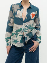 Load image into Gallery viewer, SEZANE x Teal Landscape Patterned Cotton Button-up (XS, S)