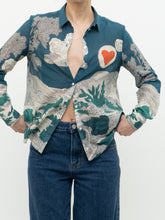 Load image into Gallery viewer, SEZANE x Teal Landscape Patterned Cotton Button-up (XS, S)