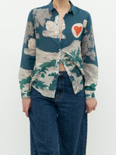 Load image into Gallery viewer, SEZANE x Teal Landscape Patterned Cotton Button-up (XS, S)