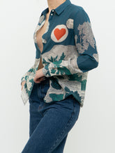 Load image into Gallery viewer, SEZANE x Teal Landscape Patterned Cotton Button-up (XS, S)