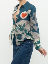 Load image into Gallery viewer, SEZANE x Teal Landscape Patterned Cotton Button-up (XS, S)