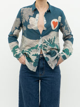 Load image into Gallery viewer, SEZANE x Teal Landscape Patterned Cotton Button-up (XS, S)