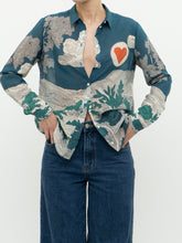 Load image into Gallery viewer, SEZANE x Teal Landscape Patterned Cotton Button-up (XS, S)