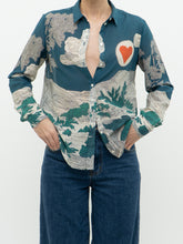 Load image into Gallery viewer, SEZANE x Teal Landscape Patterned Cotton Button-up (XS, S)