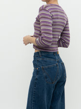 Load image into Gallery viewer, Vintage x Purple Striped Ribbed Crop (XS)