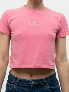 Vintage x Made in Italy x BANANA REPUBLIC Coral Pink Cropped Butterfly Tee (XS, S)