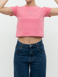 Vintage x Made in Italy x BANANA REPUBLIC Coral Pink Cropped Butterfly Tee (XS, S)