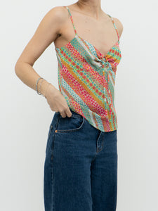 Vintage x Colourful Floral Cinched Tank (XS, S)