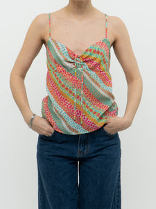 Vintage x Colourful Floral Cinched Tank (XS, S)