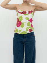 Load image into Gallery viewer, Vintage x Made in Brazil  x White, Pink &amp; Green Floral Frilly Tank (XS, S)