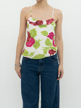 Load image into Gallery viewer, Vintage x Made in Brazil  x White, Pink &amp; Green Floral Frilly Tank (XS, S)