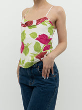 Load image into Gallery viewer, Vintage x Made in Brazil  x White, Pink &amp; Green Floral Frilly Tank (XS, S)