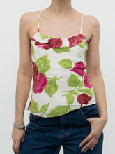 Load image into Gallery viewer, Vintage x Made in Brazil  x White, Pink &amp; Green Floral Frilly Tank (XS, S)