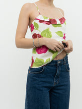 Load image into Gallery viewer, Vintage x Made in Brazil  x White, Pink &amp; Green Floral Frilly Tank (XS, S)