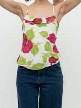 Load image into Gallery viewer, Vintage x Made in Brazil  x White, Pink &amp; Green Floral Frilly Tank (XS, S)